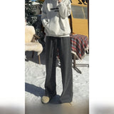 WIAOFELLAS  -  Deep ey Heavyweight Knitted Casual Straight Leg Trousers for Men And Women Loose Fit Comfortable Autumn Winter Pants