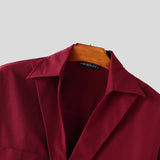 WIAOFELLAS  -  Men Shirt Solid Lapel Long Sleeve Loose Casual Men Clothing Korean Style Streetwear Pockets Fashion Tops Male Shirts