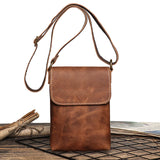 WIAOFELLAS  -  Retro Flip Black Small Shoulder Bag for Men Genuine Leather Sling Crossbody Bags Minority Design Man Simple Mobile Phone Bag