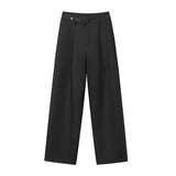 WIAOFELLAS  -  Grey Black Suit Pants Men Fashion Society Mens Dress Pants Korean Loose Casual Wide Leg Pants Mens Office Formal Trousers M-3XL