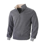 WIAOFELLAS  -  Personalized Autumn and Winter Casual Stand Collar Zipper Pullover Men's Long-sleeved Solid Color Zipper Splicing Pullover