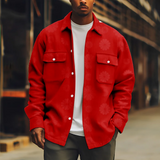 WIAOFELLAS  -  Cool Men's Jacket Red Long Sleeve Turn-down Collar Coat Casual