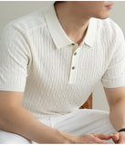 Wiaofellas  -  Summer Laisel Linen Ice Silk Knitted Polo Shirt Men's Short Sleeved Pullover Knitted Sweater Man Casual Business Social T-shirt