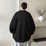 Wiaofellas  -  Spring Men's Swetshirts Letter Print Loose Pullovers Korean Style Round Neck Tops Hip Hop Streetwear Drop Shoulder Hoodies