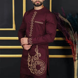 Wiaofellas  -  African Youth Stand Collar Slim Fit Brown Ordinary Spring And Autumn Casual Shirt Dashiki Suit Muslim Suit Rich Bazin