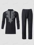 Wiaofellas  -  New Dashiki Style Men's Suit African Traditional Clothing Elegant Two-piece Suit for Party