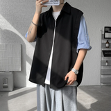 WIAOFELLAS  -  Summer Short Sleeved Shirt Men Oversized Society Mens Black Dress Shirt Korean Loose Casual White Shirt Mens Striped Shirts