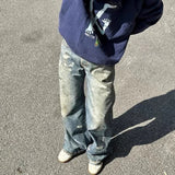 WIAOFELLAS  -  High Street 3D Digital Print Graffiti Straight Baggy Blue Jeans for Men Ropa Hombre Ripped Casual Denim Trousers Oversize Cargos