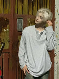 WIAOFELLAS  -  Men's Spring Autumn Fake Two-Piece Henley Waffle Long Sleeve T-Shirt