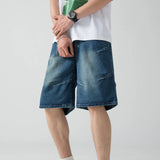Wiaofellas  -  New Men Summer Streetwear Loose Straight Jeans Shorts Male Wide Legs Denim Shorts Mens Casual Knee-length Shorts G212