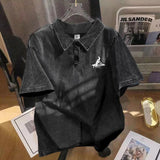 WIAOFELLAS  -  Summer New Men's Y2k Graphic Cotton Short-Sleeved T-Shirt American Retro Fashion Trend Street Hip-Hop Loose Simple Men's Tops