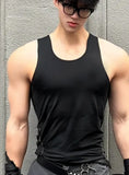 WIAOFELLAS  -  Solid Color Quick-drying Sports Vests Men's Bottom T-shirts Sleeveless Tight-fitting Elastic Fitness Training Running Undershirt