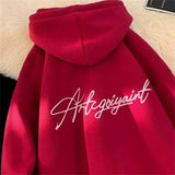 Wiaofellas  -  Men's High Street Letter Print Hoodies New Casual Oversized Aesthetic Hooded Sweatshirts Man Y2K Vintage Long Sleeve Hoodie