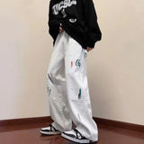 WIAOFELLAS  -  Spring Autumn Fashion Pure Color Splashed Ink Jeans Men's Clothing American Style Loose Casual Chaopai Wide Leg Trousers