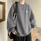 WIAOFELLAS  -  No Hat Hoodies Men Baggy Plus Velvet Thicken Sweatshirts Handsome Warm Print Design Korean Fashion All-match High Street Daily