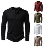 WIAOFELLAS  -  Spring Autumn Men Classic Casual Soild Color Shirt Men Fashion Tops Tees Men Slim Fit Long Sleeve Tshirt Tee Shirt