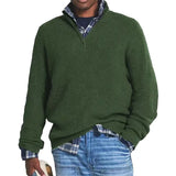 WIAOFELLAS  -  Autumn Winter Men's Half Zipper Knit Pullovers Solid Mock Neck Casual Knitted Sweater Men Long Sleeve Loose knitwear Plus Size