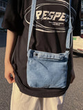 WIAOFELLAS  -  Personality washed denim bag men's new shoulder bag simple Joker Messenger bag fashion sports mobile phone bag