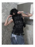 WIAOFELLAS  -  Men Clothing Tank Tops Summer High-end Designed Chic Niche Amercian Punk Hip-hop Letter Print Slim Fit Sleeveless Vest T-shirt