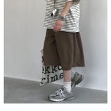 WIAOFELLAS  -  Summer Retro Brown Workwear Seven-Foot Pants Men's Loose Straight Wide Leg West Pants Trendy Casual Trousers