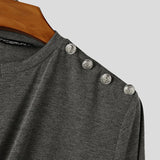 Wiaofellas  -  Men's Irregular T Shirt Solid Color Short Sleeve Button Male Tee Tops Summer Streetwear Knitted Fashion Men Clothes