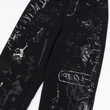 WIAOFELLAS  -  Mens Jeans Graffiti Dark Painted Trousers Streetwear Hip-Hop Personality All-Match Straight Pants Men'S Clothing Spring New