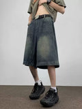 Wiaofellas  -   Summer Men Fashion Loose Wide Leg Short Jeans Male Streetwear Baggy Denim Shorts Mens Casual Straight Capris Pants G233