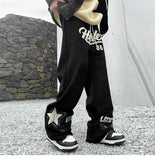 WIAOFELLAS  -  Street Towels Embroidered Loose Sports Pants Korean Version Trendy Hip-hop Retro Couple Casual Pants Men and Women