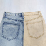 Wiaofellas  -  Hip Hop Streetwear Men Color Block Patchwork Cargo Jeans Multi Pocket Zipper Strap Slim Straight Denim Pants