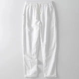 WIAOFELLAS  -  Spring Summer Linen Pants Thin Solid Loose Straight Tube Pants Breathable Men's Elastic Waist Drawstring Long Pants For Male