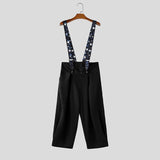 Wiaofellas  -  Men's Jumpsuits Print Patchwork Sleeveless Straps Romper For Man Streetwear Loose Fashion Casual Male Suspender Overalls