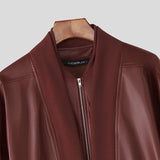 WIAOFELLAS  -  Men Jackets PU Leather Patchwork Stand Collar Long Sleeve Zipper Coats Men Streetwear Loose Punk Style Fashion Jackets