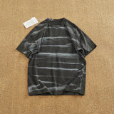 WIAOFELLAS  -  Loose off rotator sleeve American short sleeve T-shirt male personality print heavy industry old washed cotton half sleeve T