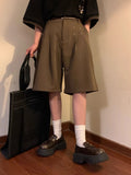 WIAOFELLAS  -  Summer Japanese Retro Simple Solid Color Casual Trousers Men Women Loose Wide-leg Shorts Fashionable and Trendy Five-point Pants
