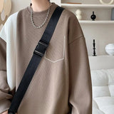 Wiaofellas  -  Trendy Brand New Spliced loose Large Size Round Neck Top Jacket Long-sleeved Sweatshirt