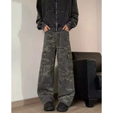 Wiaofellas  -  Retro American Hip Hop Camouflage Casual Pants Men Women Workwear Straight Leg Long Trousers Polyester Cotton Blend Spring