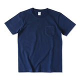 WIAOFELLAS  -  265g Thick Retro Cotton Heavy T-shirts Seamless Round Neck Pocket Short-sleeved Tshirts Men Tops Tee Breathable Skin-friendly