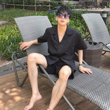 WIAOFELLAS  -  Summer Men's Clothing Light Luxury Jacquarded Suit Collar Shirts Streetwear Button-down Short Sleeve Retro Leisure Fashion M-3XL