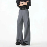 WIAOFELLAS  -  New Simple Men's Suit Pants Solid Color Casual Splicing Bottom Wide Leg Loose Male Spring Trousers Menswear Korean