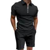 Wiaofellas  -  Men's Summer Suits Solid Color Waffle Lapel Slim-fit Short Sleevett-shirt Casual Fashion Men's Clothing