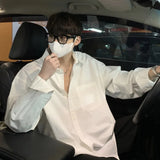 WIAOFELLAS  -  Spring Cotton Long Sleeved Shirt Men Society Mens Black Dress Shirt Korean Loose Casual White Shirt Mens Office Formal Shirts