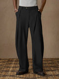Wiaofellas  -  New light business elegant Italian style Naples solid color button pleated high waisted pants for men's suit pants