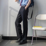 WIAOFELLAS  -  New Versatile DK Trousers Men's Summer Draped Casual Trousers Black Straight Loose Suit Pants Spring and Autumn Trend