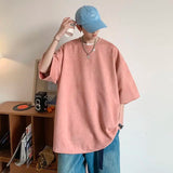 Wiaofellas  -  Imitation Suede Short-sleeved T-shirt Summer New American Men's T-shirt Loose Trendy Brand Student Half-sleeved Clothes
