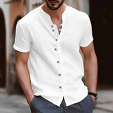 WIAOFELLAS  -  New summer fashion men's retro button casual short-sleeved shirt
