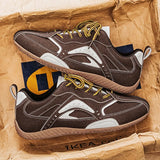 WIAOFELLAS  -  Fashion Niche Casual German Training Shoes Double Lace-up Flat Maillard College Style Flat Color Men's Shoes Four Seasons