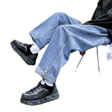 WIAOFELLAS  -  Spring Summer New Solid Color Fashion Jeans Man Casual Loose Zipper Patchwork Button Pockets Cotton All-match Straight Pants