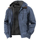 WIAOFELLAS  -  Winter New Men Casual Jackets Hooded Zipper Pocket Fashion Solid Color Fleece Warm Outerwear Male Outdoor Hooded Hoodie Coats