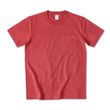 WIAOFELLAS  -  265g Thick Retro Cotton Heavy T-shirts Seamless Round Neck Pocket Short-sleeved Tshirts Men Tops Tee Breathable Skin-friendly