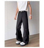WIAOFELLAS  -  Simple Men's Casual Trousers Solid Color Multi Pockets Zipper Splicing Straight New Wide Leg Male Pants Summer 24K3872